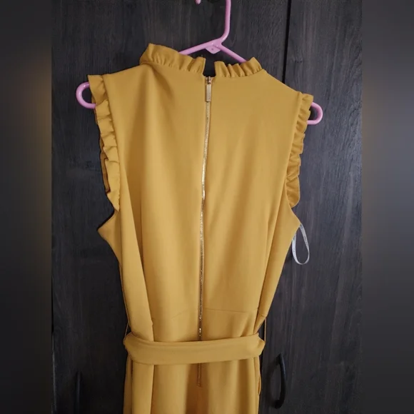 Calvin Klein Dressy Mustard Yellow Jumpsuit Sleeveless Sz 14 EUC